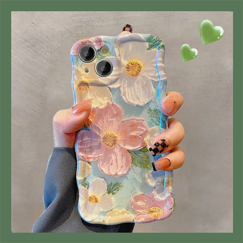 Laser Floral Glitter Silicone Phone Case