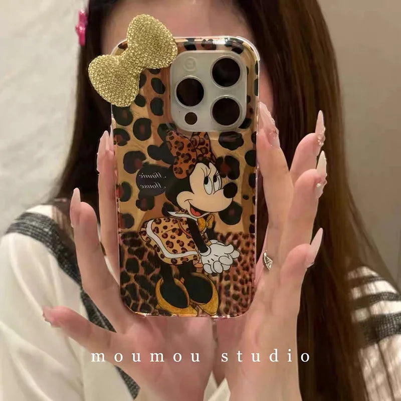 Minnie Bowknot Leopard Phone Case