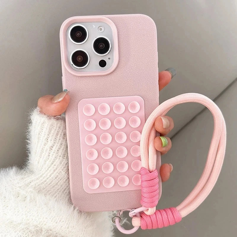 Litchi Pattern Phone Case with Stand & Lanyard
