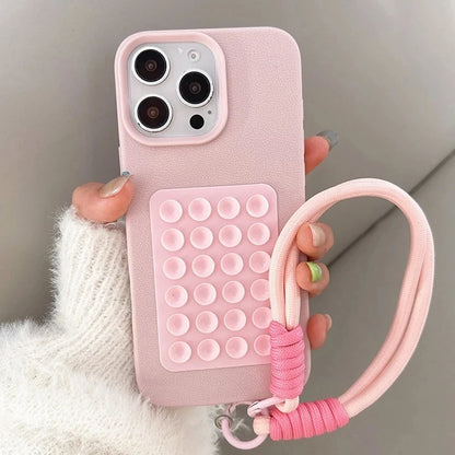 Litchi Pattern Phone Case with Stand & Lanyard