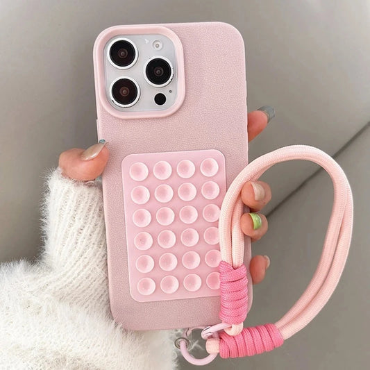 Litchi Pattern Phone Case with Stand & Lanyard