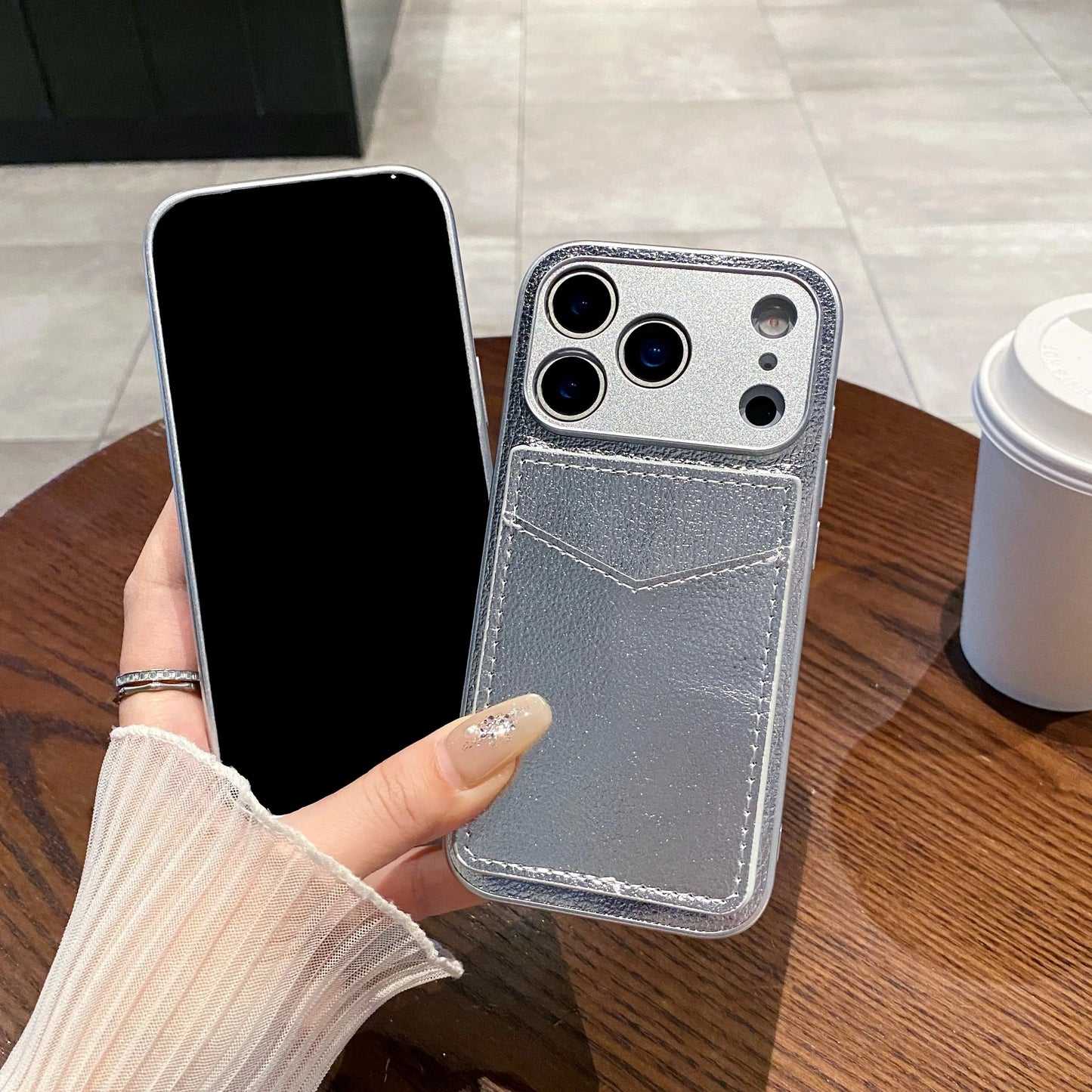 Litchi Leather Card Holder Phone Case