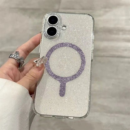 Magnetic Glitter Transparent Case For iPhone