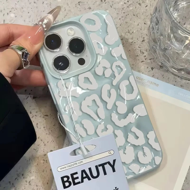 White Leopard Print Phone Case