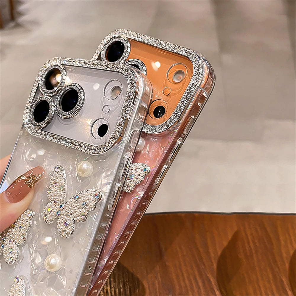 Diamond Butterfly Clear Phone Case