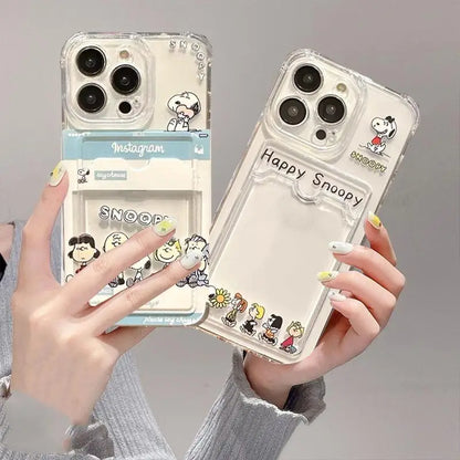 Cute Snoopy Card Holder Phone Case