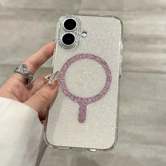 Magnetic Glitter Transparent Case For iPhone