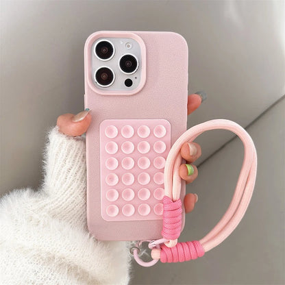 Litchi Pattern Phone Case with Stand & Lanyard