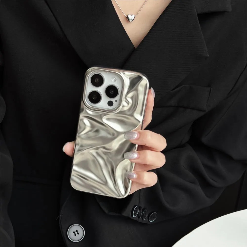 Matte Silver Water Ripple Shockproof Phone Case
