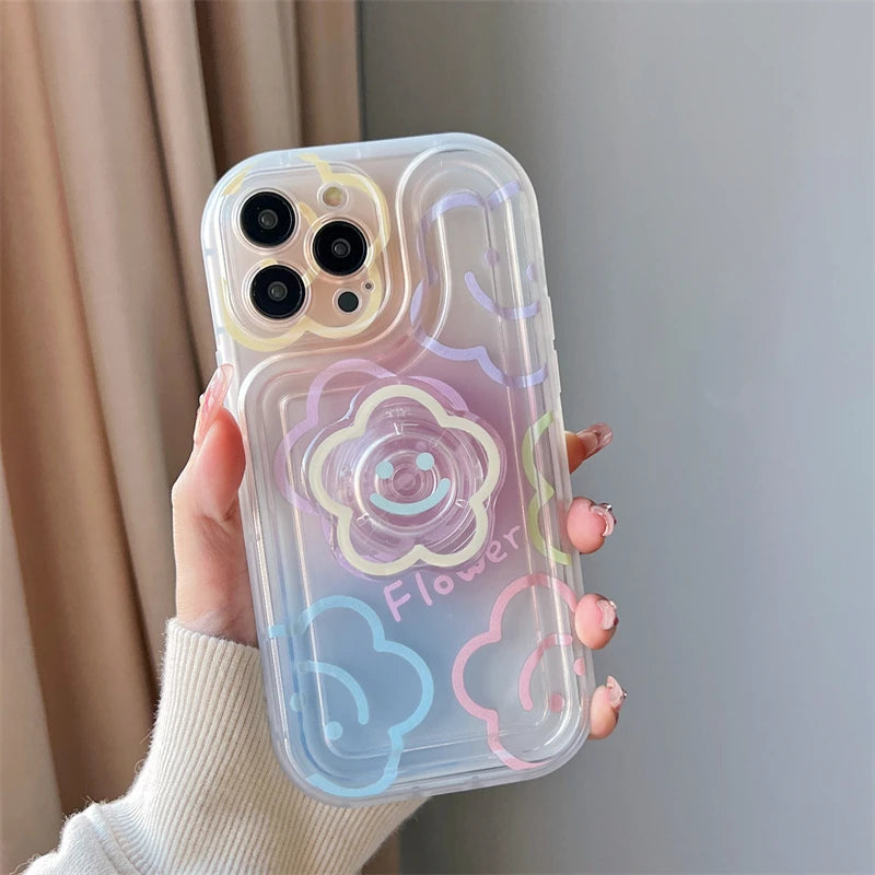 Floral Phone Case with Grip Holder