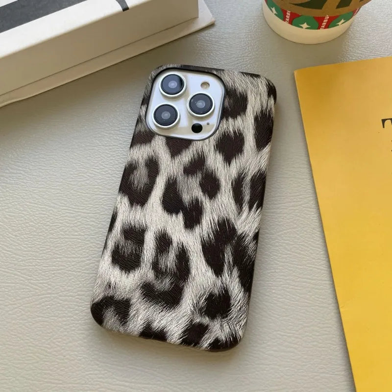 Leopard Print Faux Leather Phone Case