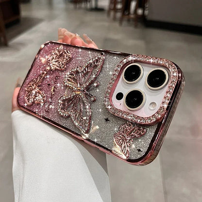 Diamond Butterfly Transparent Phone Case