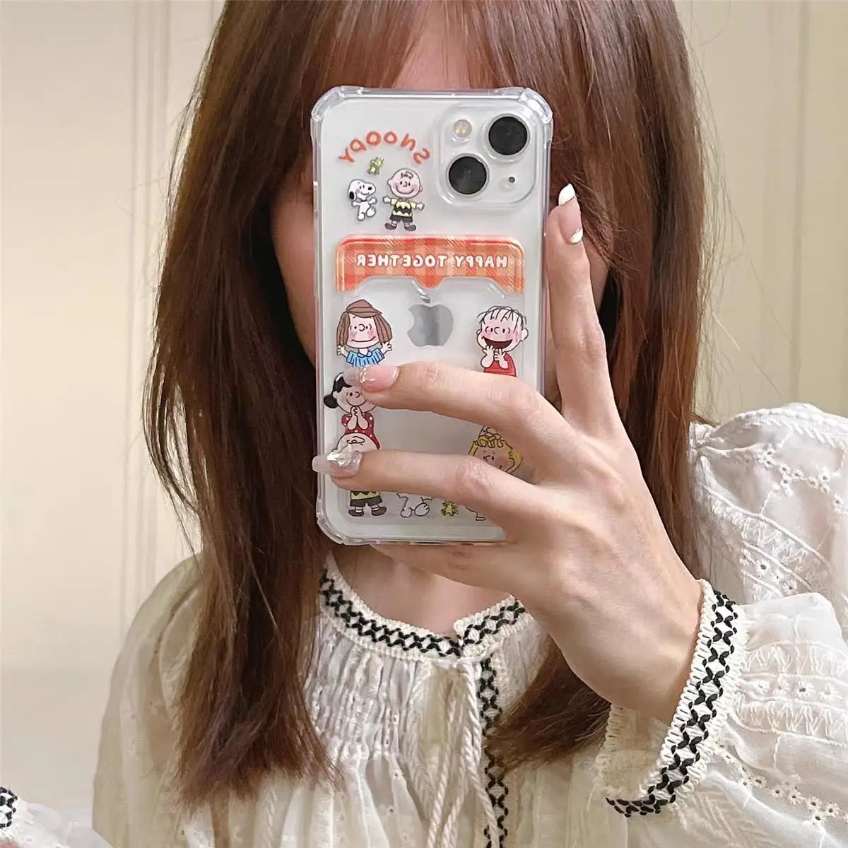 Snoopy Card Holder Wallet Phone Case For iPhone