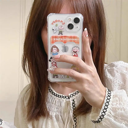 Snoopy Card Holder Wallet Phone Case For iPhone