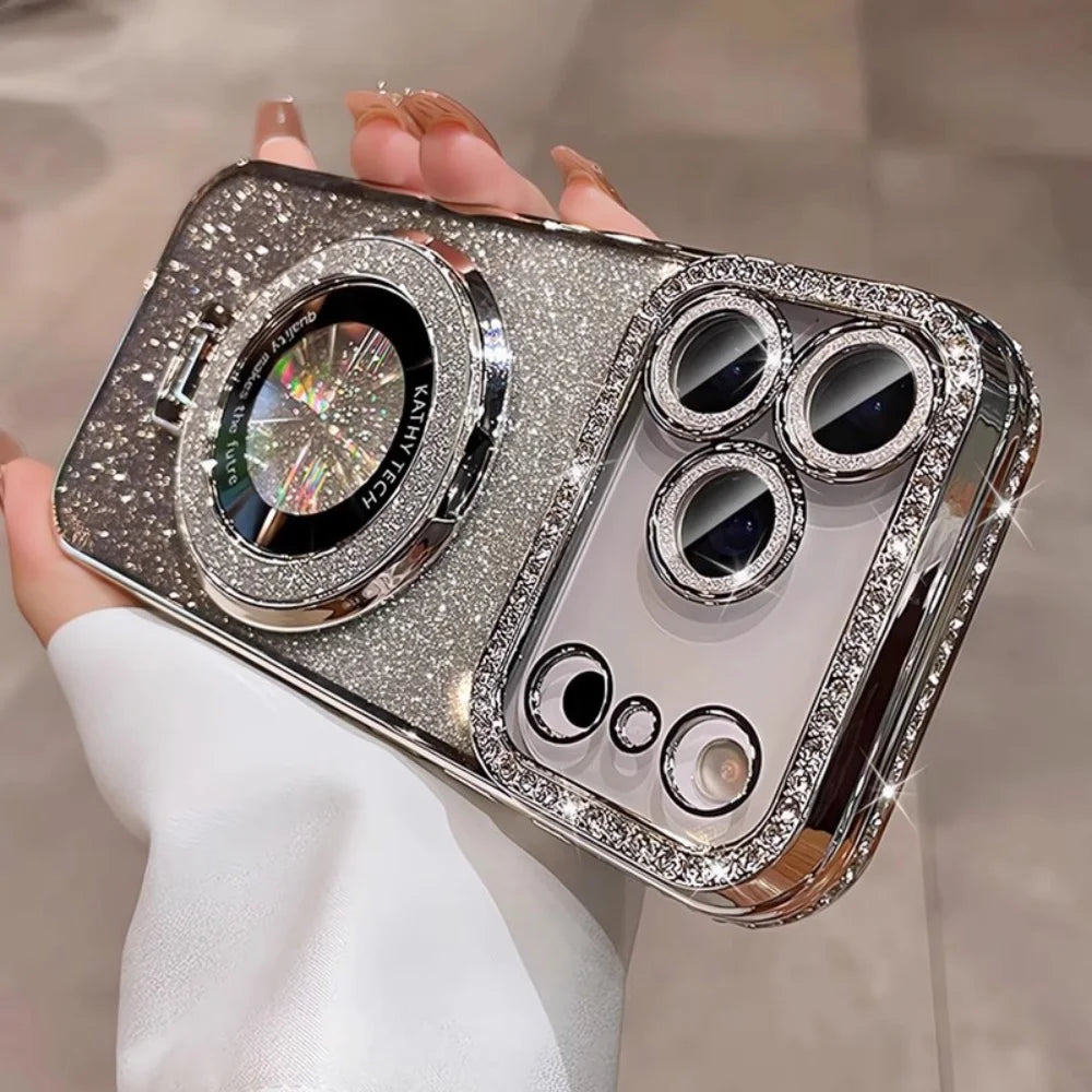 Plating Diamond Glitter Stand Case