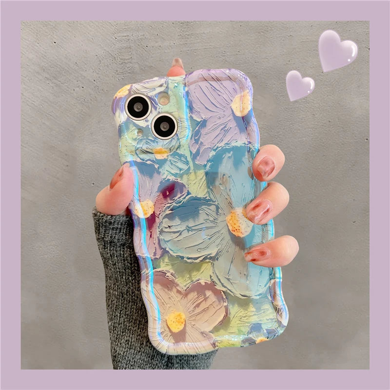 Laser Floral Glitter Silicone Phone Case