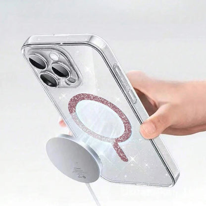 Magnetic Glitter Transparent Case For iPhone