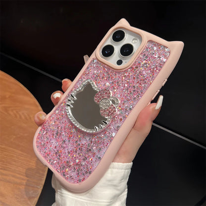 Cute Cat Ears Hello Kitty Glitter Phone Case
