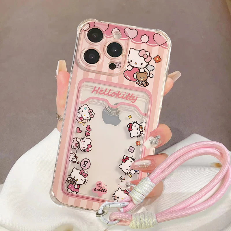 Hello Kitty Card Holder Lanyard Phone Case