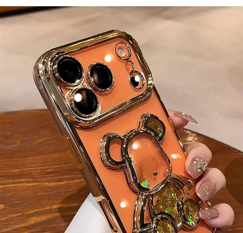 Cute Quicksand Bear Glitter Phone Case