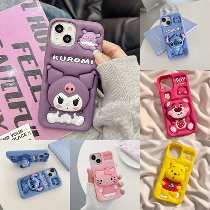 Kuromi Kitty Stitch Head Phone Case for iPhone
