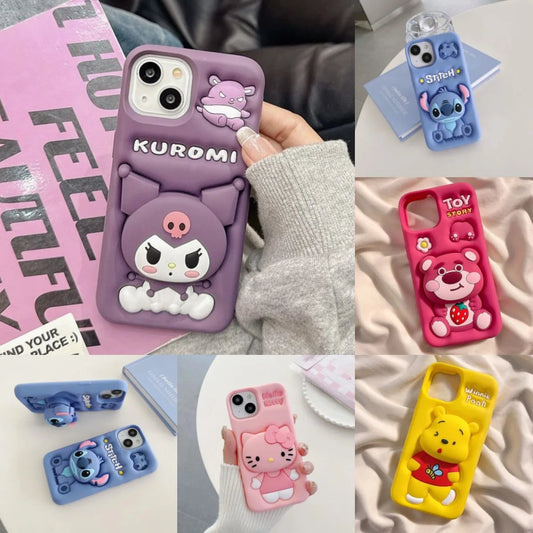 Kuromi Kitty Stitch Head Phone Case for iPhone