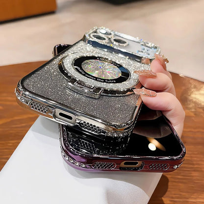 Plating Diamond Glitter Stand Case