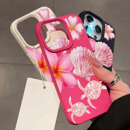 Pink Sea Turtle Flower Phone Case