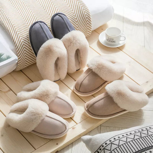 Elegant Comfort Faux Fur Slippers - Women's Plush Suede Bliss