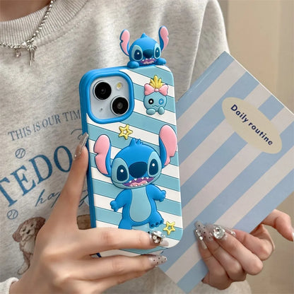 3D Cartoon Sanrio & Stitch Phone Case