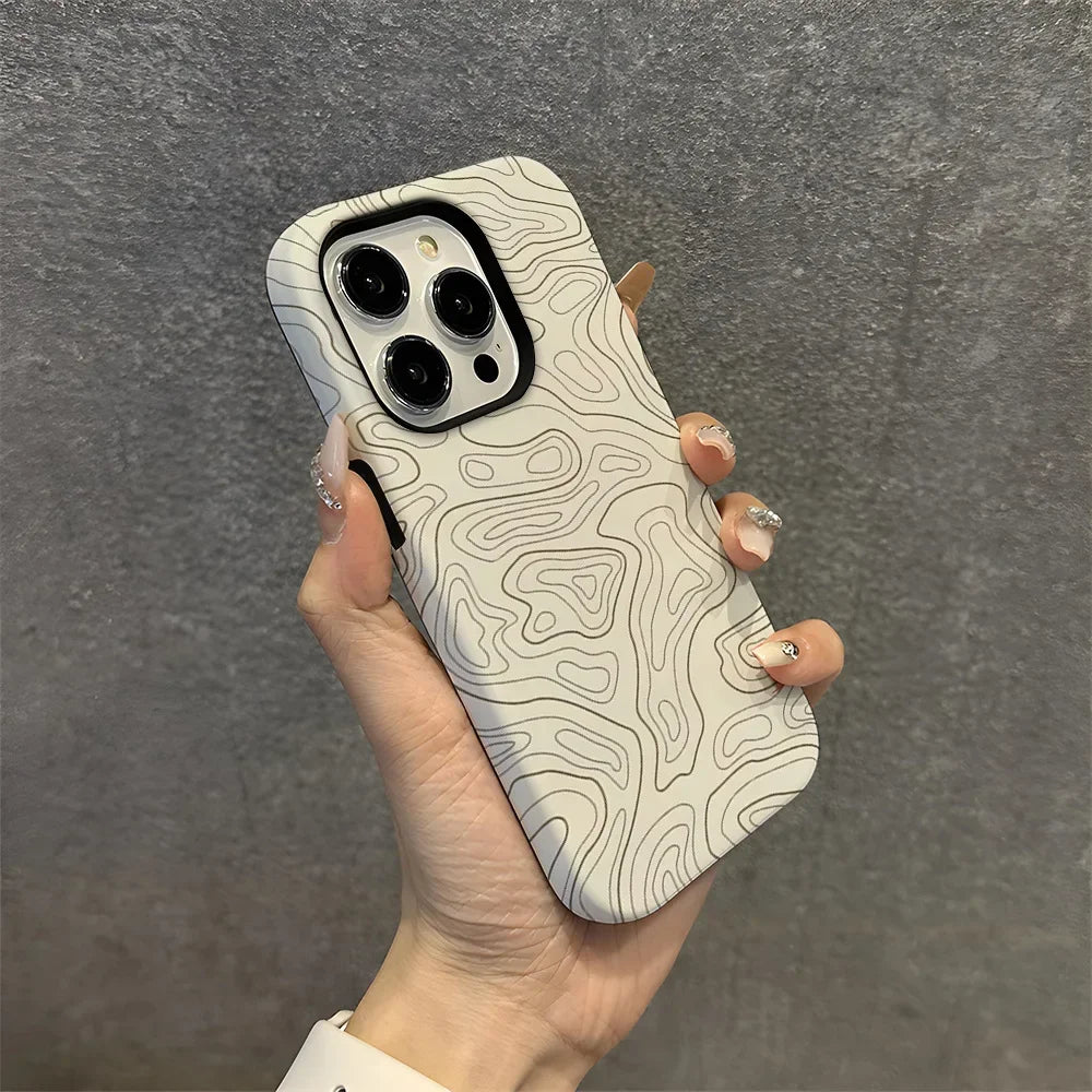Wave Pattern Double-Layer Phone Case For iPhone