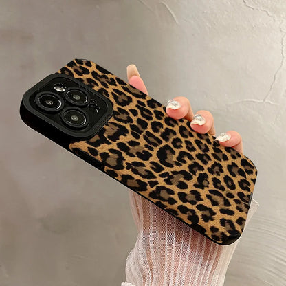 Gold Leopard Silicone Leather Phone Case
