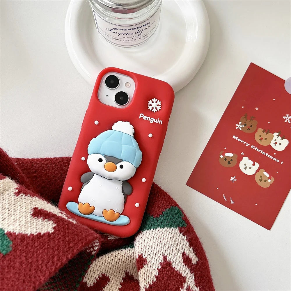 3D Cartoon Penguin Phone Case