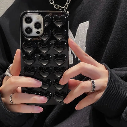 3D Heart Electroplated Phone Case For iPhone