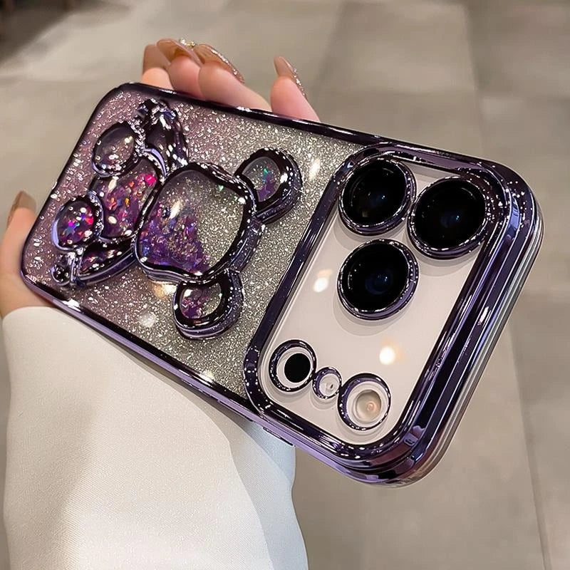 Cute Quicksand Bear Glitter Phone Case