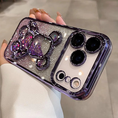 Cute Quicksand Bear Glitter Phone Case