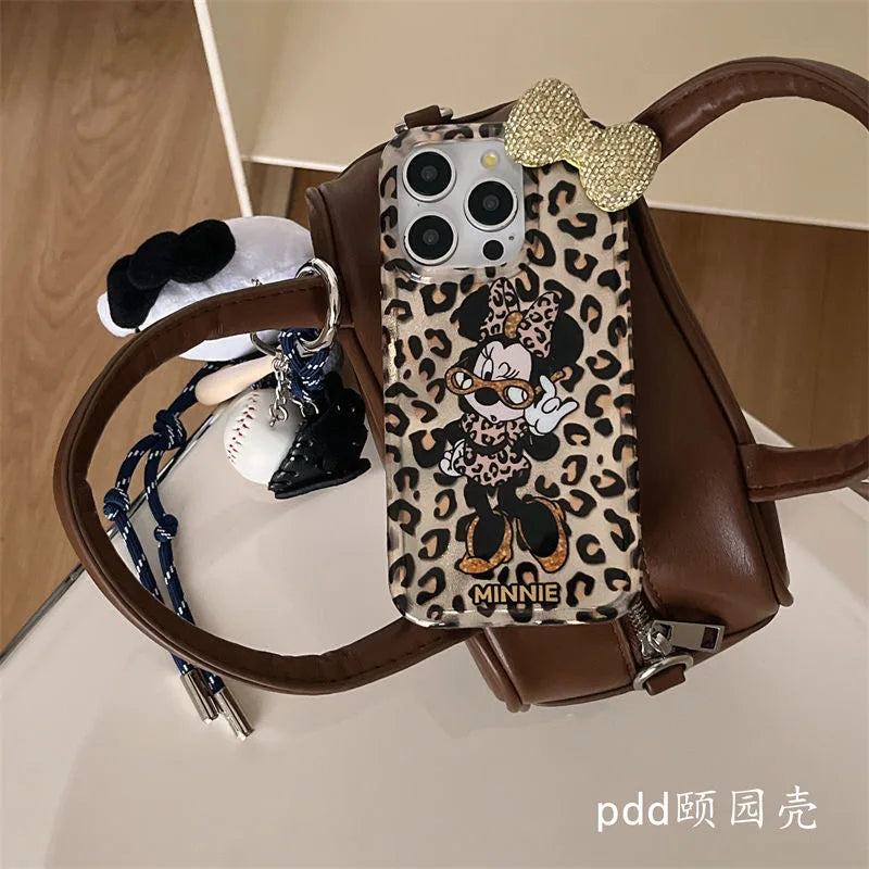 Minnie Bowknot Leopard Phone Case