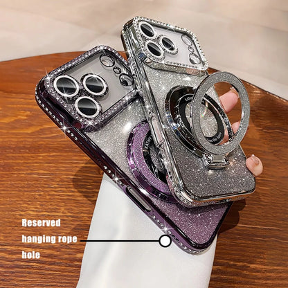 Plating Diamond Glitter Stand Case