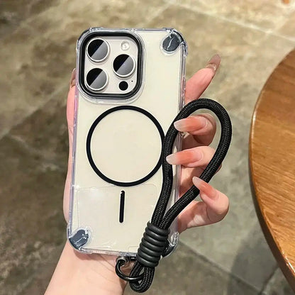 Wrist Strap Magnetic Clear Case for iPhone