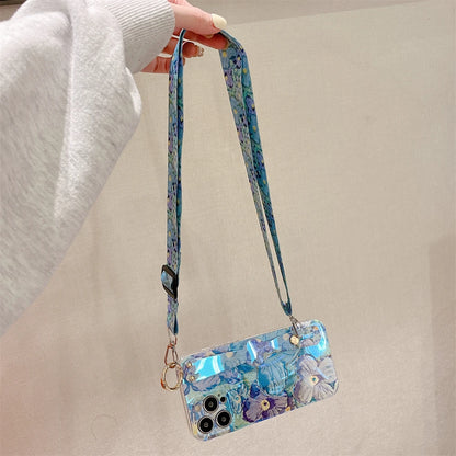 Glitter Flower Lanyard Phone Case