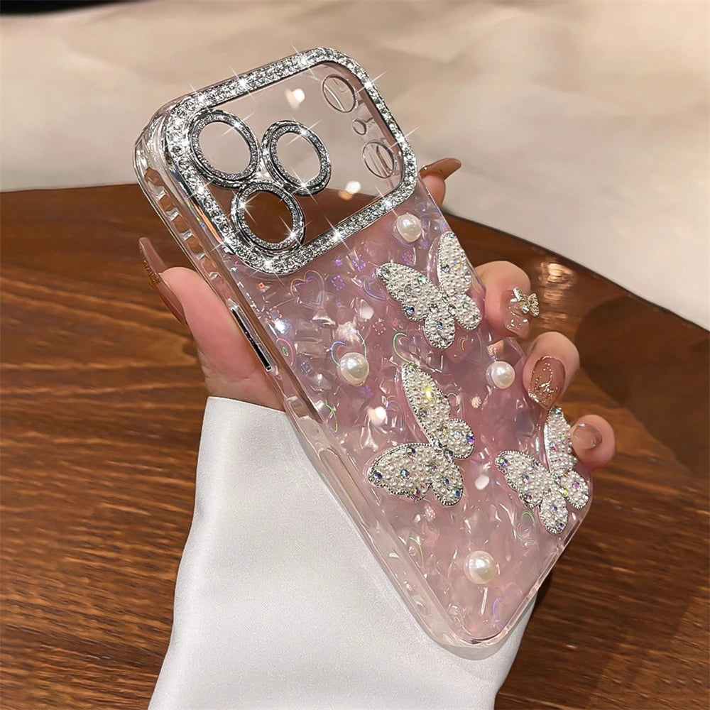 Diamond Butterfly Clear Phone Case