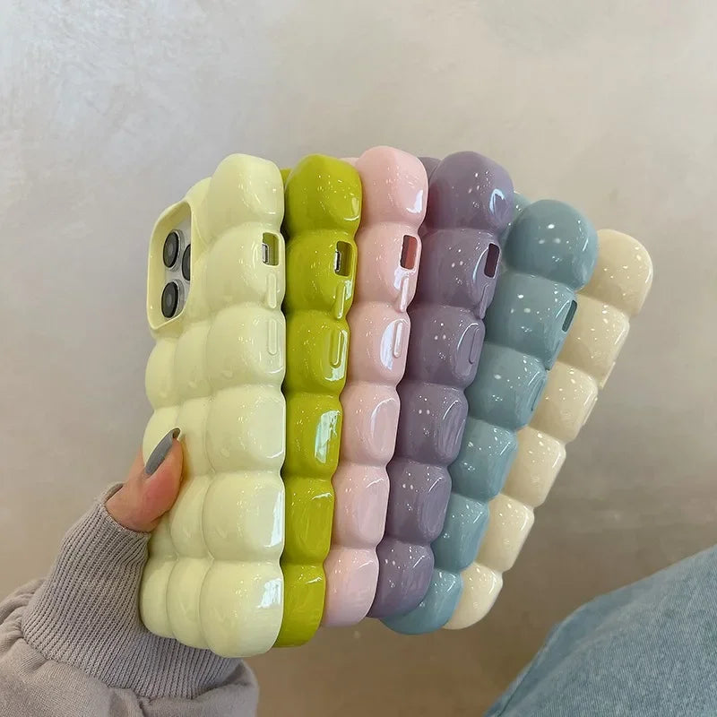 Cute 3D Block Lattice Silicone Case For iPhone