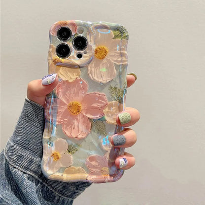 Laser Floral Blue Light Silicone Phone Case