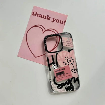 Heart Flower Graffiti Transparent Phone Case