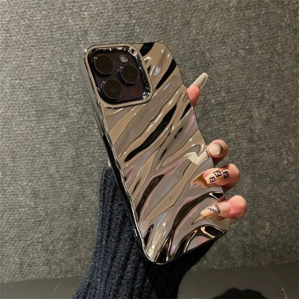 Electroplated 3D Wave Glossy TPU Phone Case