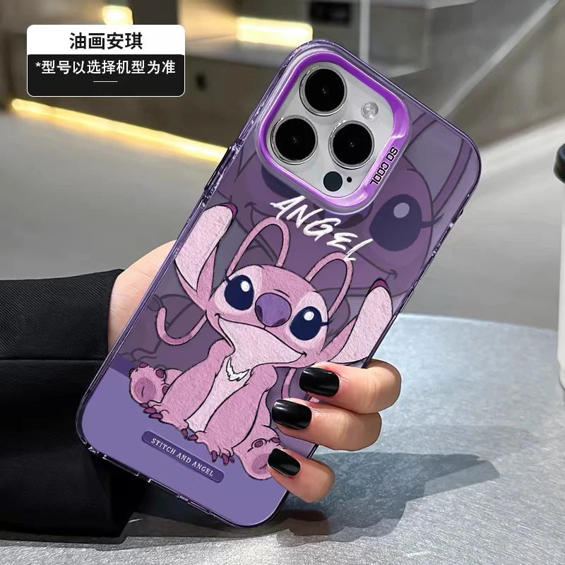 Stitch & Angel Lens Circle Phone Case
