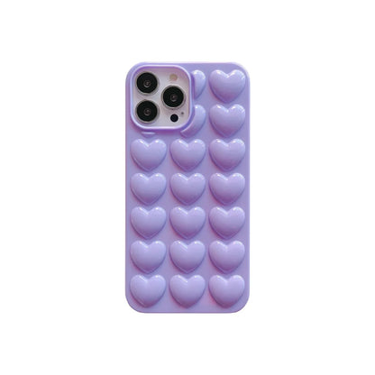 3D Heart Electroplated Phone Case For iPhone