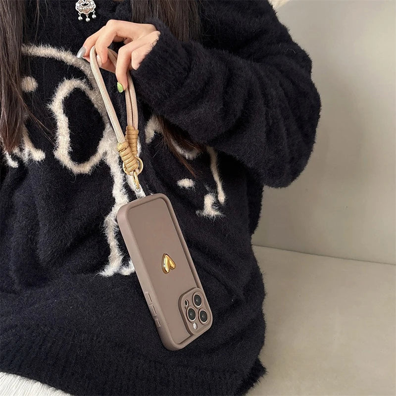 Golden Love Heart Phone Case