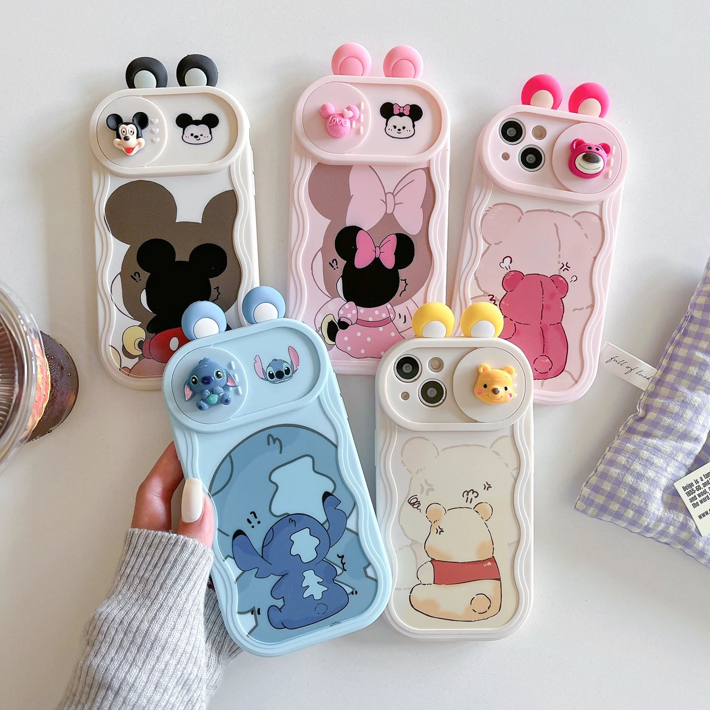 3D Cartoon Ears Sliding Camera Phone Case
