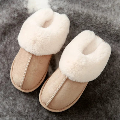 Elegant Comfort Faux Fur Slippers - Women's Plush Suede Bliss